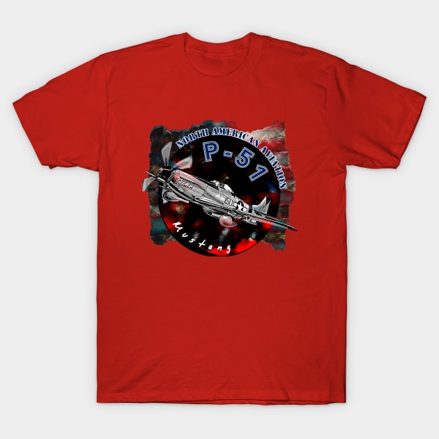 North American Aviation P51 Mustang T-Shirt by aeroloversclothing